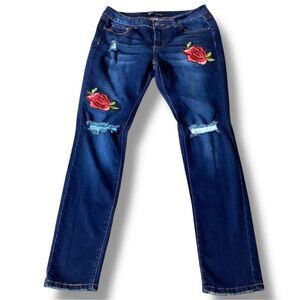 Rock & Royal Dark Wash Stretchy Skinny Distressed Jeans